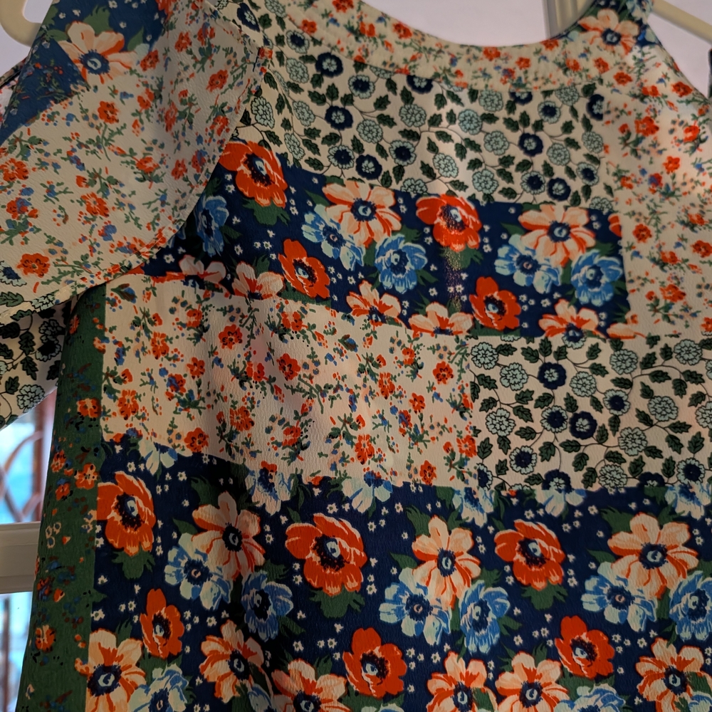C Floral Patchwork Cold-Shoulder Midi Dress - Picture 2 of 6
